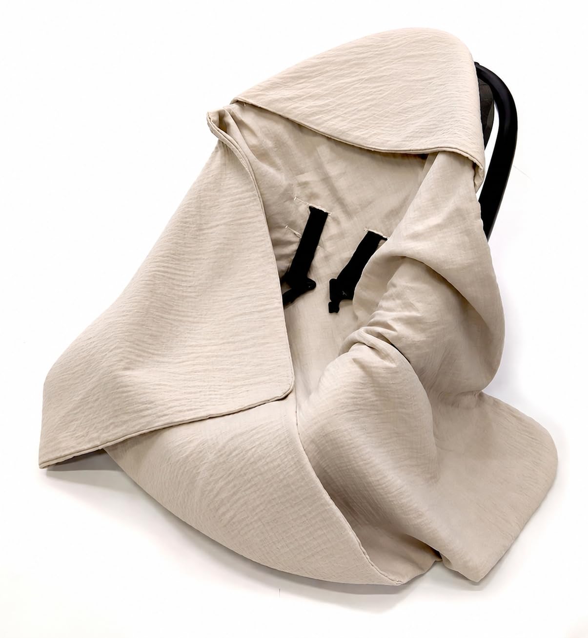 Musselin Einschlagdecke Babydecke 90x90 cm für Babyschale – leichte & dünne Sommerdecke atmungsaktiv, für Kinderwagen und Autositz, für Neugeborene & Kleinkinder, aus Musselin, Oeko-Tex - Sand