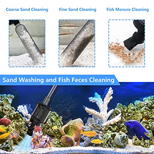 HiTauing Electric Aquarium Gravel Cleaner, 317GPH DC 24V/24W Automatic Fish Tank Cleaning Tool Set Removable Vacuum⊠- Image 3
