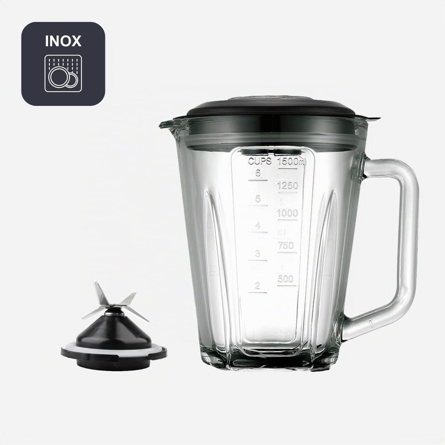 BLACK+DECKER – Standmixer mit Glaskanne 800W | 1,5 L Messbehälter | 4 Hochleistungs-Edelstahlklingen | Mehrstufige Geschwindigkeiten + Pulse-Funktion | Eiscrusher | Messbecher | Spülmaschinengeeignet