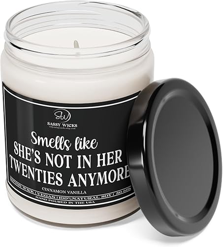 Vela de soja de 9 onzas con aroma a huele como si no estuviera en sus veinte años, divertida vela de cumpleaños de 30 cumpleaños, regalo de