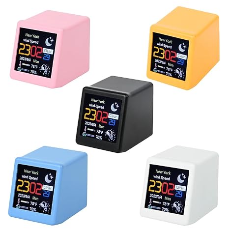 Weather Monitoring Clocks WiFi Weather Station Clock Smart Weather Clock | Mini Portable WiFi Weather Station Desktop Clock Ornament Easy Install Easy to Use