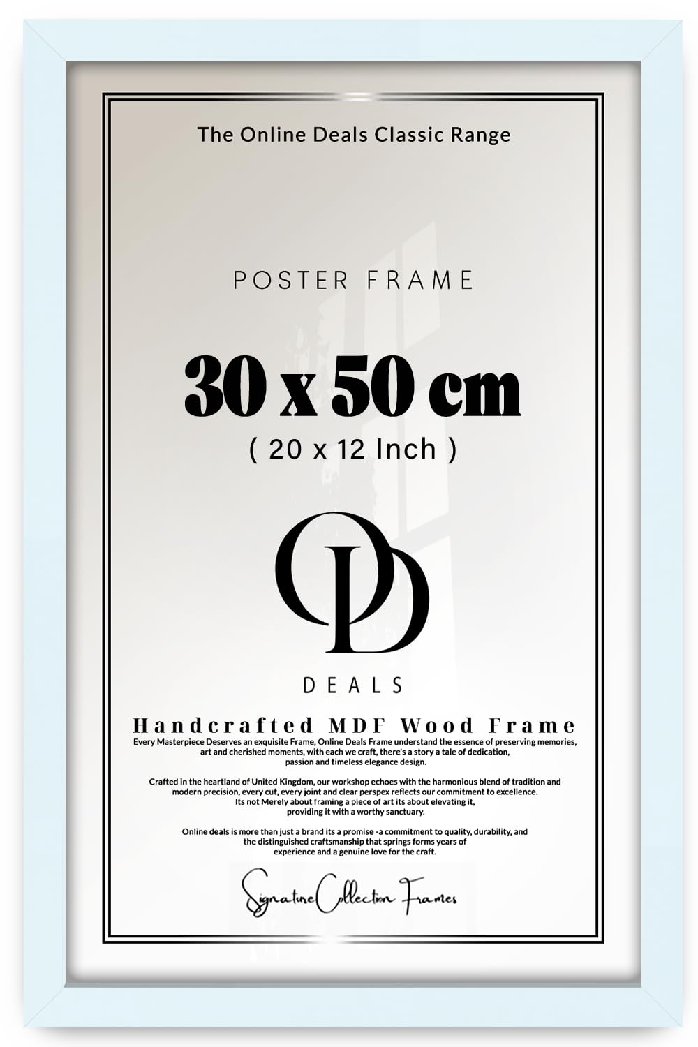 OD Deals 30x50 cm (11.8x19.7 Inch / 300x500 mm) MDF Poster Frame | Sleek White Wall Frame with Shatterproof Acrylic Front | Elegant Engineered Wood Picture Frame for Photos & Art Display (White)