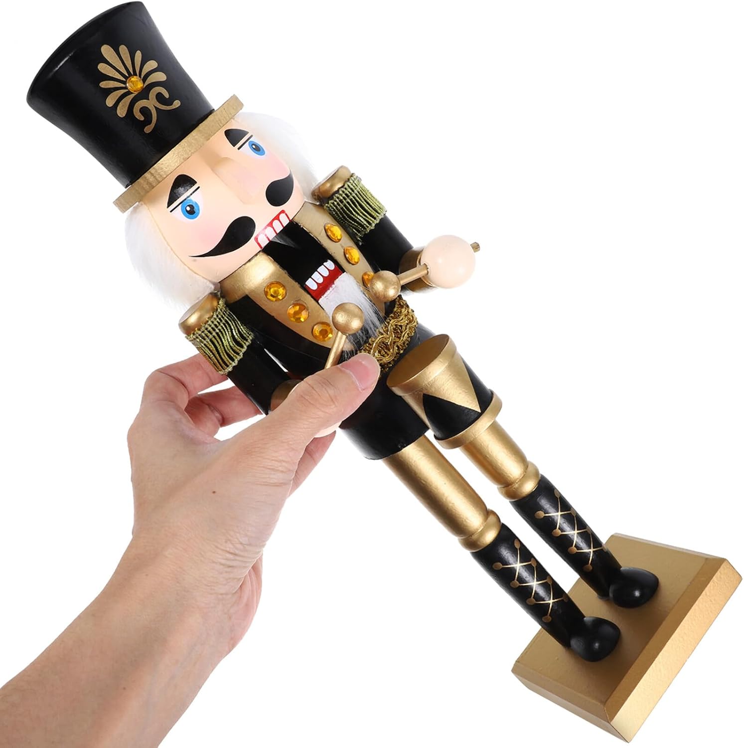 Black Gold Nutcracker Soldier Figurine 36cm Wood Desktop Christmas Nutcracker Decoration for Holiday Home and Office Seasonal Décor