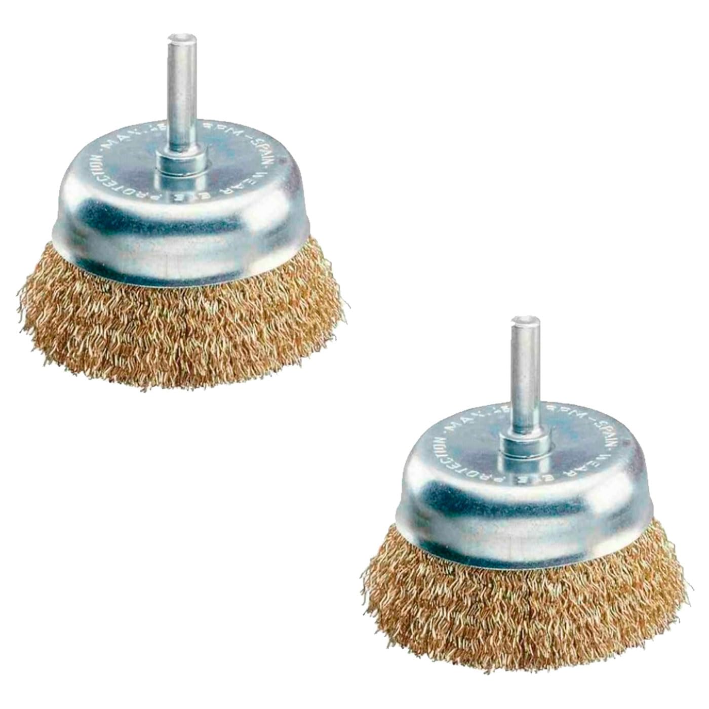 Acan Tradineur – Pack of 2 Wire Brushes for Drill, Screwdriver – Steel Brush for Wood and Metal – Rust Removal, Sanding and Polishing – Ø 75 mm