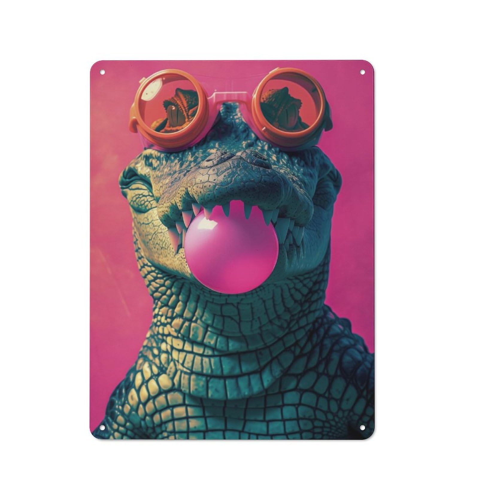 Junmoney Crocodile Bubblegum Retro Tin Sign 40X30cm For Garage Or Workshop, For Furnishing A New Garage And Workshop With Retro Decor
