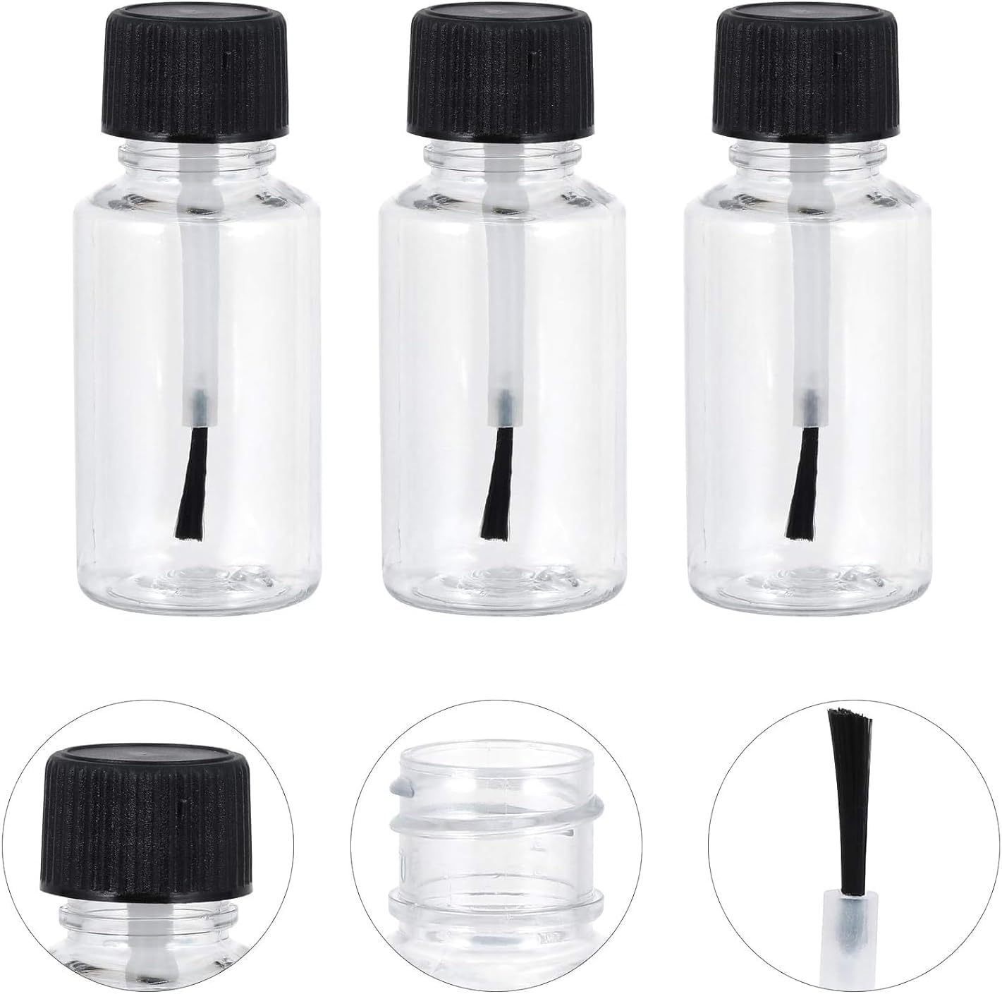 Zhhuoc Transparent 4Pcs 20Ml Empty Refillable Nail Polish Bottles Glass Nail Varnish Bottles Containers With Brush Cap For Nail Art Nail Polish