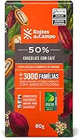 Raízes do Campo Chocolate Meio Amargo 50% Cacau com Café, Barra de 80g, Sem Aromatizantes e Conservantes