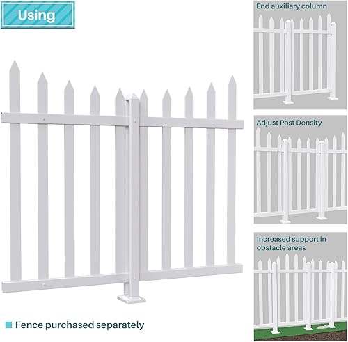 Miniatura 27 de Coarbor 1 juego de valla de vinilo de 84 x 30 pulgadas, valla decorativa de PVC blanco para patio, patio al aire libre, barrera para mascotas, valla