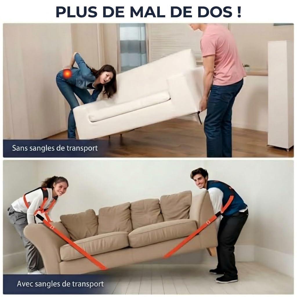 Ytonet Sangles de Déménagement - Sangle de Levage, Sangles de Manutention | pour 2 déménageurs - Déplacer et soulever des Meubles, des appareils électroménagers, des Objets Lourds Plus Facilement