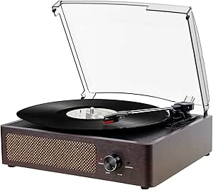 Vinyl Record Player Turntable with Built-in Bluetooth Receiver &amp; 2 Stereo Speakers, 3 Speed 3 Size Portable Retro Record Player for Entertainment and Home Decoration