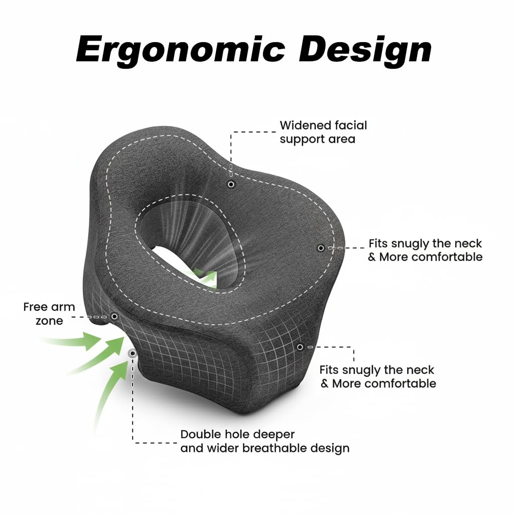 Reposacabezas de Masaje para Cama,Almohada de Masaje Boca Abajo,Almohada de Descanso Ergonomico para Cama del Masaje del Salón del Balneario