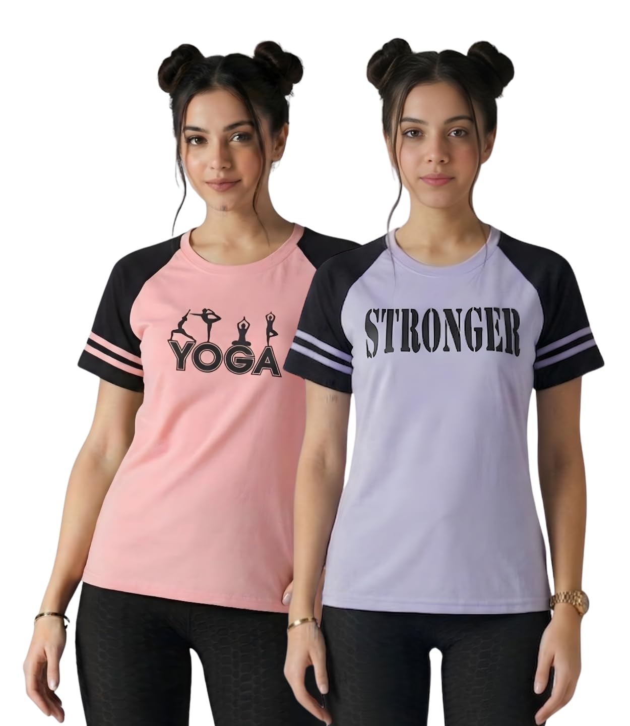 White Moon Gym Tshirt for Women Workout Dry Fit t Shirt Sports Tshirt Lightweight Round Neck Breathable Half Sleeve Activewear Running Yoga Tops for Woman Combo Pack of 2-image-40