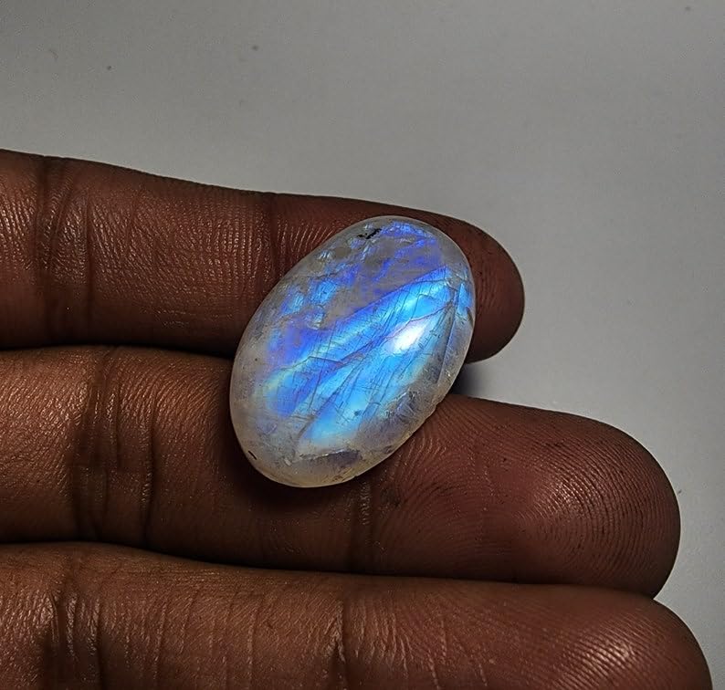 Pierre de lune naturelle arc-en-ciel cabochon ovale 26x17mm pour bijoux DIY - 5