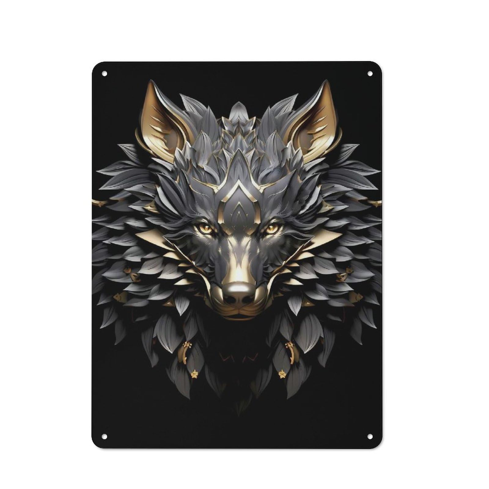 Junmoney Style-22 Noble Sentinel Wolf Industrial Metal Sign 40X30cm, Modern Retro Loft Wall Plaque For Modern Home, Workshop, Office Or Cafe