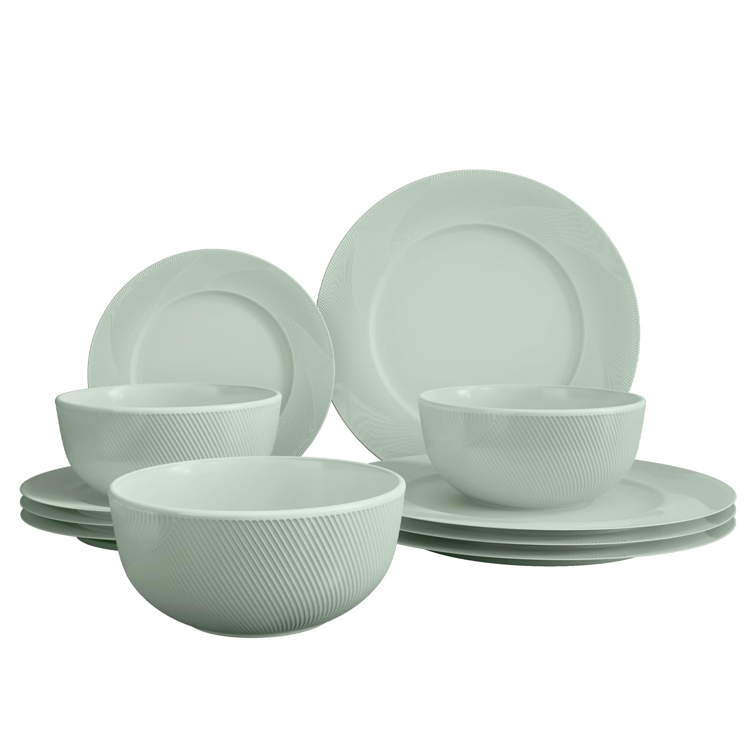 Amazon.com | Yoshy 12-Piece White Bone China Dinnerware with