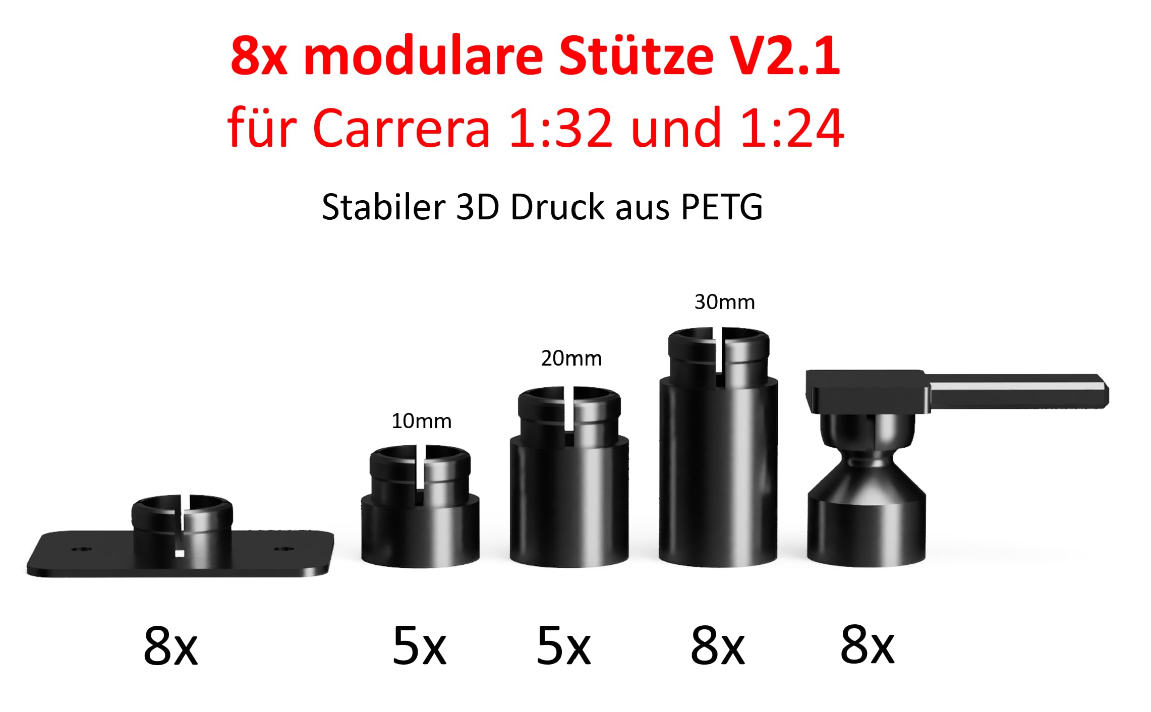 Stützenset (42tlg) passend für Carrera 124/132/Evolution Fahrbahnerhöhung Brücken Kurven/Gerade