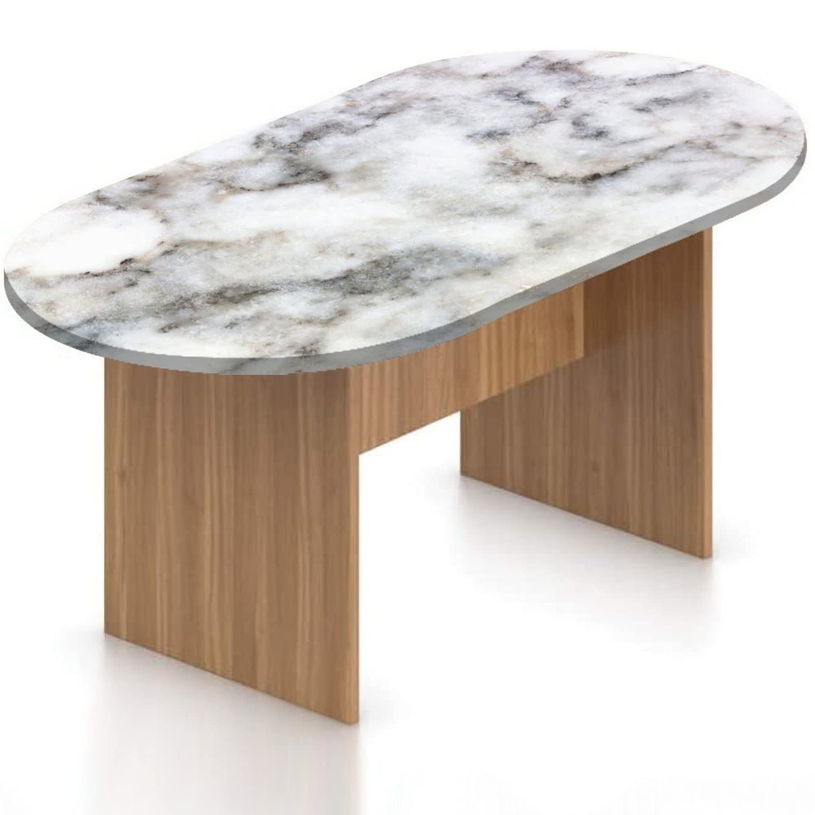 XISUNYA Fitted Oval Tablecloth, Marble Elasticized Polyester Table Cover,Rock Pattern Limestone with Stain Traces Surface Print Fitted Table Cloth,