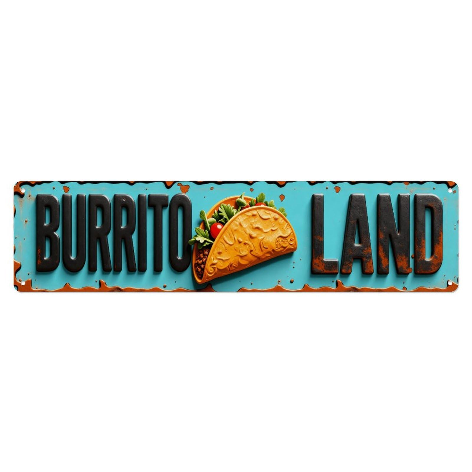 Burrito Land Taco Design Metal Tin Sign Plaque