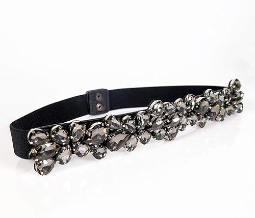 Miniatura 2 de Dorchid Cinturón ajustado con diamantes de imitación para mujer estampado floral elástico para mujer