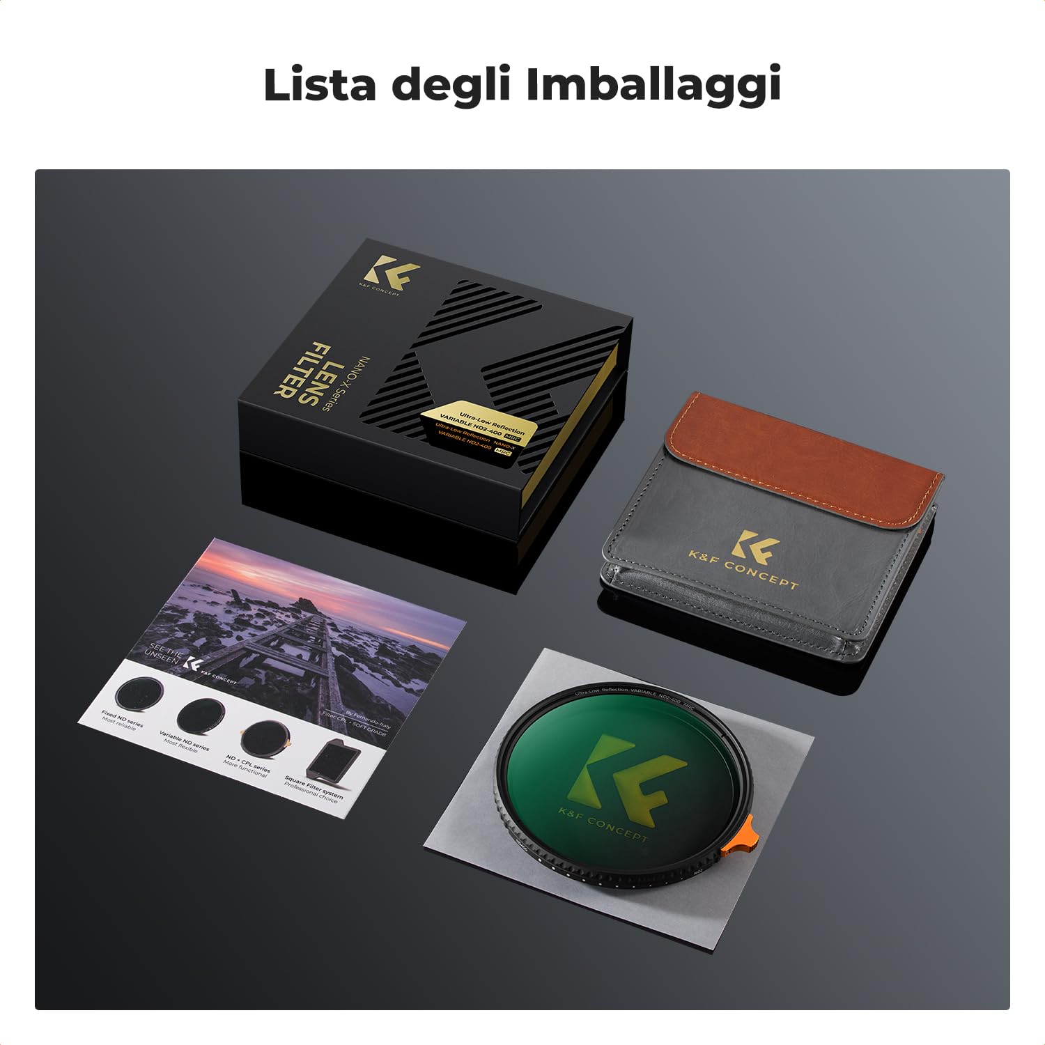 K&F CONCEPT Nano-Xcel 67mm ND2-400 Variabile Filtro a Bassissima Riflettività, Variabili Filtri a Densità Neutra ND2-400 con 28 Strati di Eivestimento Nano