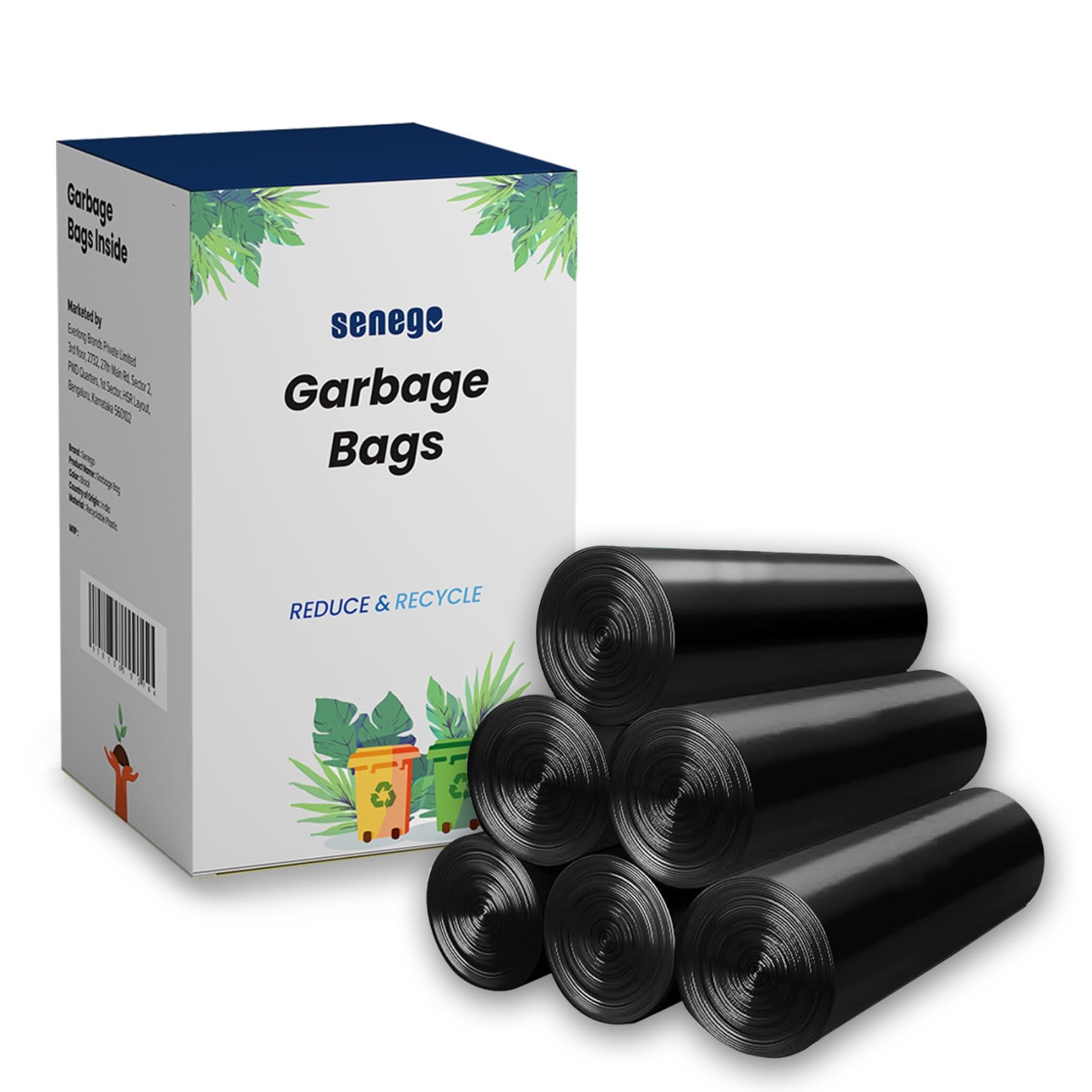 Senego by Trendy Home Garbage Bags for Dustbin (Pack of 6, Large, 180 Count, 24 x 32 Inches) for Dry & Wet Waste, Dustbin Trash Bags, Garbage Bag for Trash Cans, 30 Bags Per Roll (Black) (B0D2L57BKV) Amazon Price History, Amazon Price Tracker