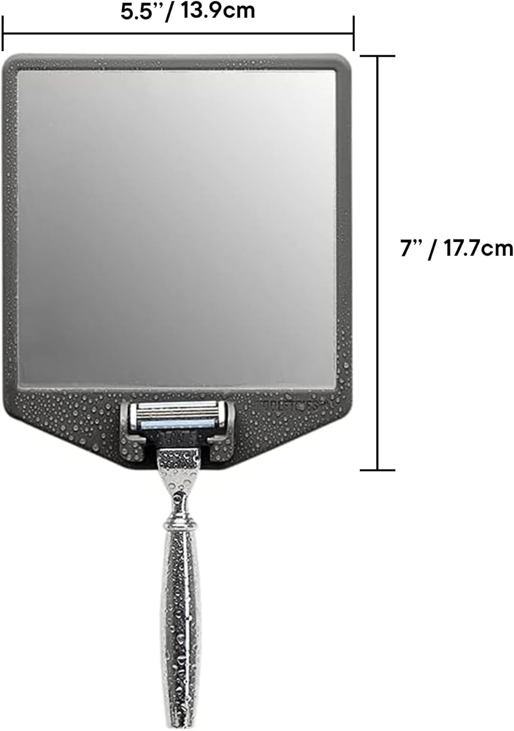 TOOLETRIES The Joseph Shower Mirror for Shaving - Silicone Razor Holder for Shower, Stlyish Bathroom Shower Accessory - Features Silicone-Grip, Removable & Reusable - Charcoal