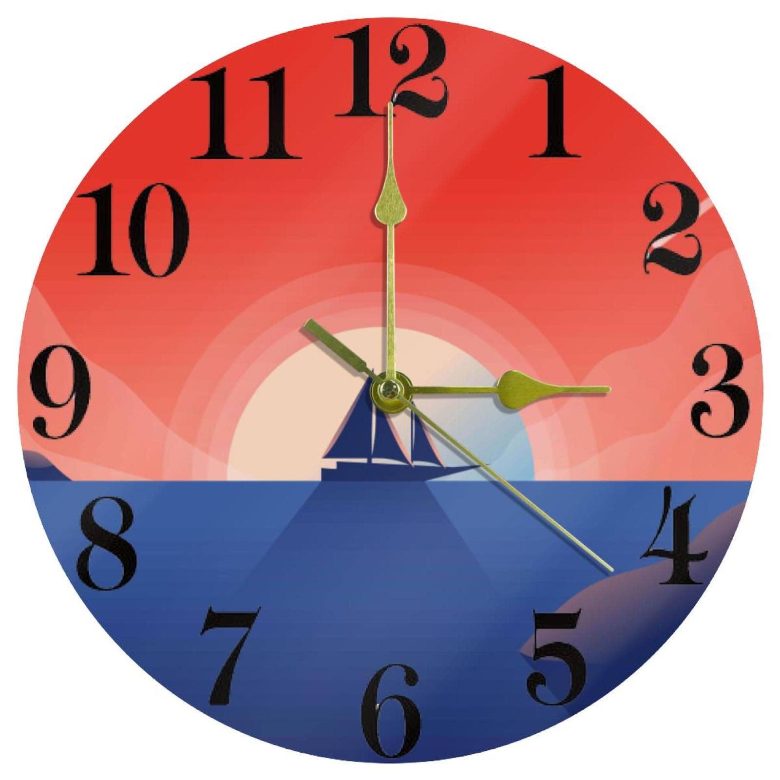 Horloge murale à quartz fonctionne à piles, cadran rond marin de 25,4 cm de diamètre
