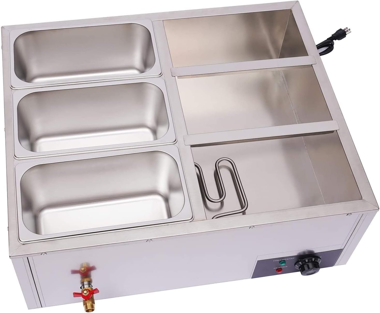 850W Electric Commercial Food Warmer Steam Warmer for Parties Buffets with 6 Pot Stainless Steel Steam Table, Buffet Server for Catering and Restaurant …