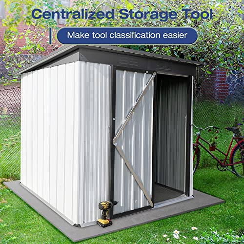 Lyromix 5' × 3' Metal Outdoor Storage Shed With Door & Lock, Waterproof Garden Storage Tool Shed For Backyard Patio,White-Grey #TOP2