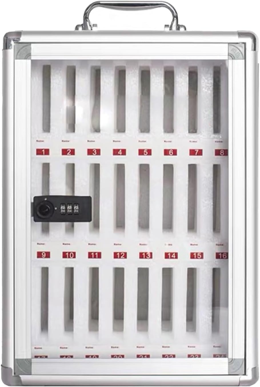 Mobile Phone Storage Cabinet - Secure Cell Phone Locker & Holder for Conference Rooms, Offices - Silver Finish, Size 1 (Silver 12) - Ideal for Workplace Organization