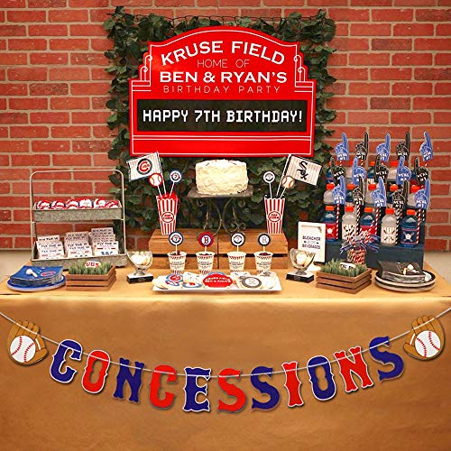 Kitticcino Baseball Theme Concessions Banner, Baseball Birthday Sports Party Supplies Decoration, Pre-Strung Party Decor #TOP6