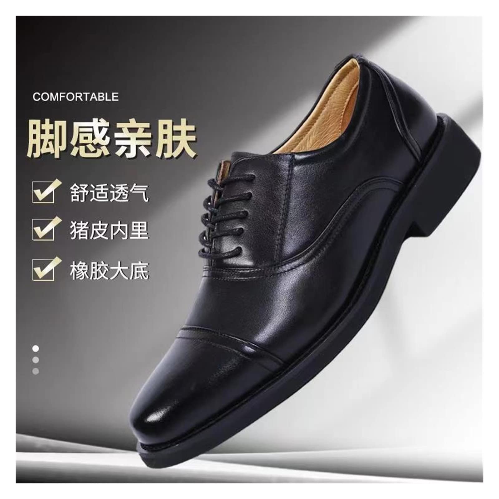 CARZE Męskie skórzane buty Formalne ręcznie robione buty Prawdziwa skóra Duże rozmiary Business Casual Men's Shoes buty męskie(45)