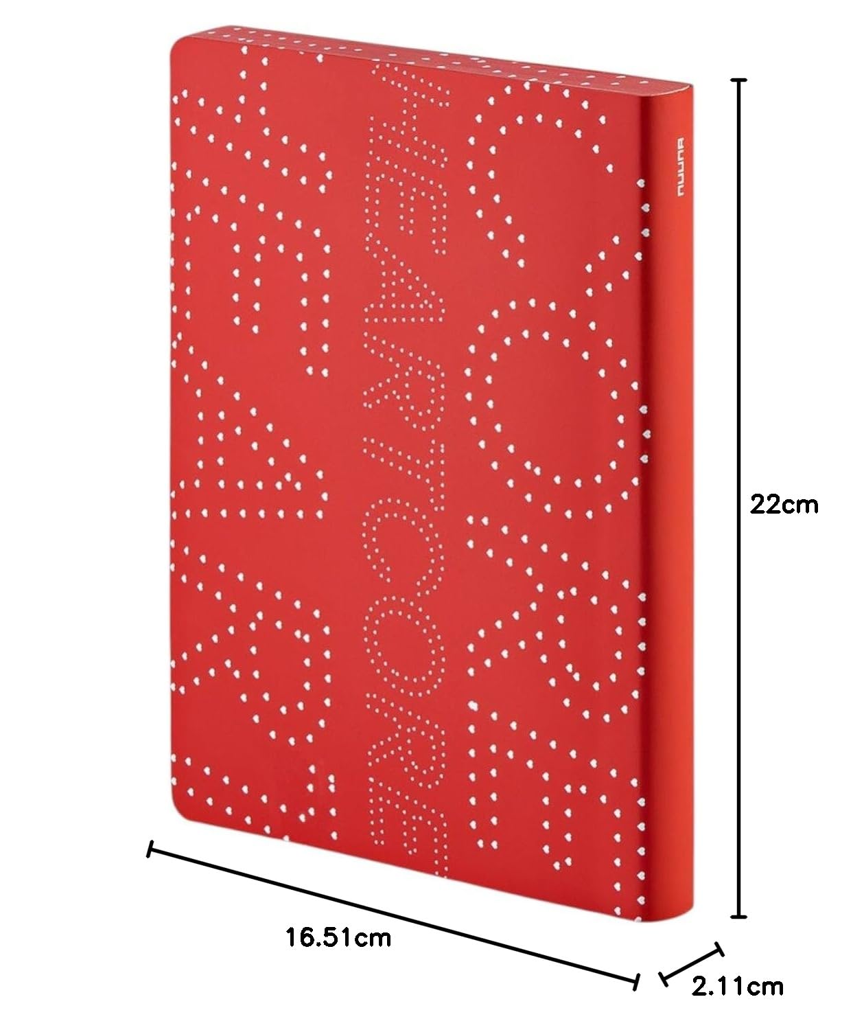 Nuuna Notizbuch A5+ | Graphic L - Heart Core | 3,5 mm Punktraster | 256 nummerierte Seiten | 120 g Premium-Papier | Leder rot | nachhaltig produziert in Deutschland