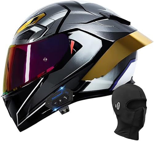 Casco modular Bluetooth de motocicleta con doble visera antivaho y de cara completa casco 100 aprobado por DOT altavoz dual integrado con micrófono