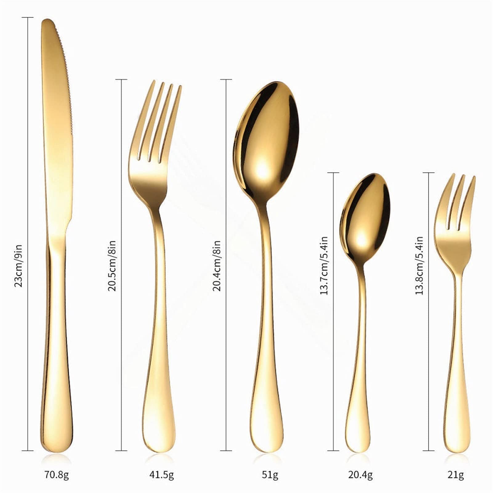 Besteck-Sets Westliches Besteck-Set 20-teiliges Edelstahl-Besteck-Set Gold-Geschirr-Sets Gabel Löffel Messer Heimgeschirr Besteck-Set Edelstahl (Color : Rose Gold) (Gold)
