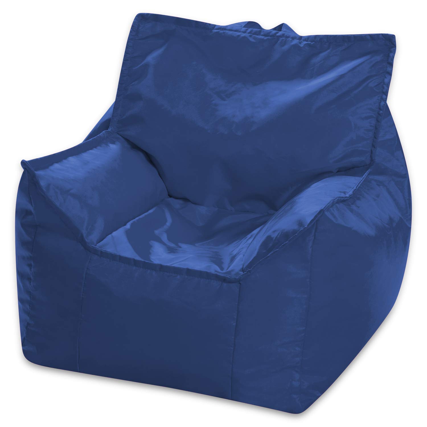 Posh Creations Structured Comfy Bean Bag Chair for Gaming, Reading, and Watching TV, Newport, Soft Nylon - Navy