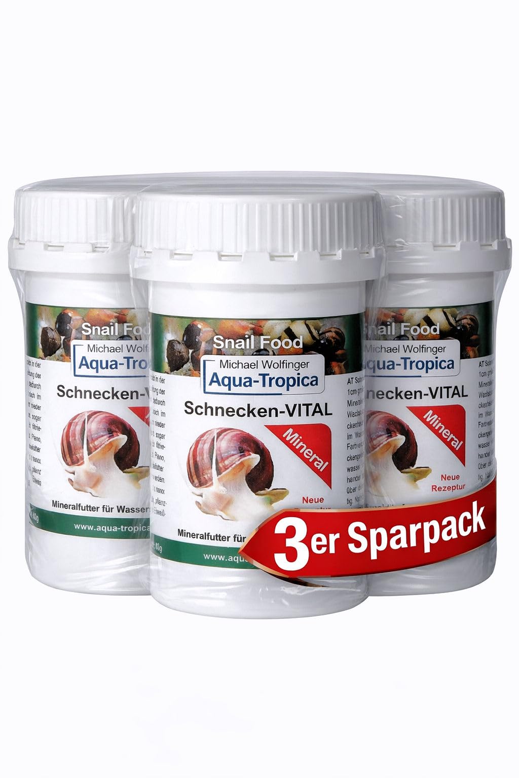 Aqua-Tropica Schnecken-VITAL Mineral – Schnecken Futter Sticks für Aquarien- & Landschnecken – Für Starke Gehäuse & Wachstum – Auch für Garnelen geeignet – ohne Zusatzstoffe - 3x40g