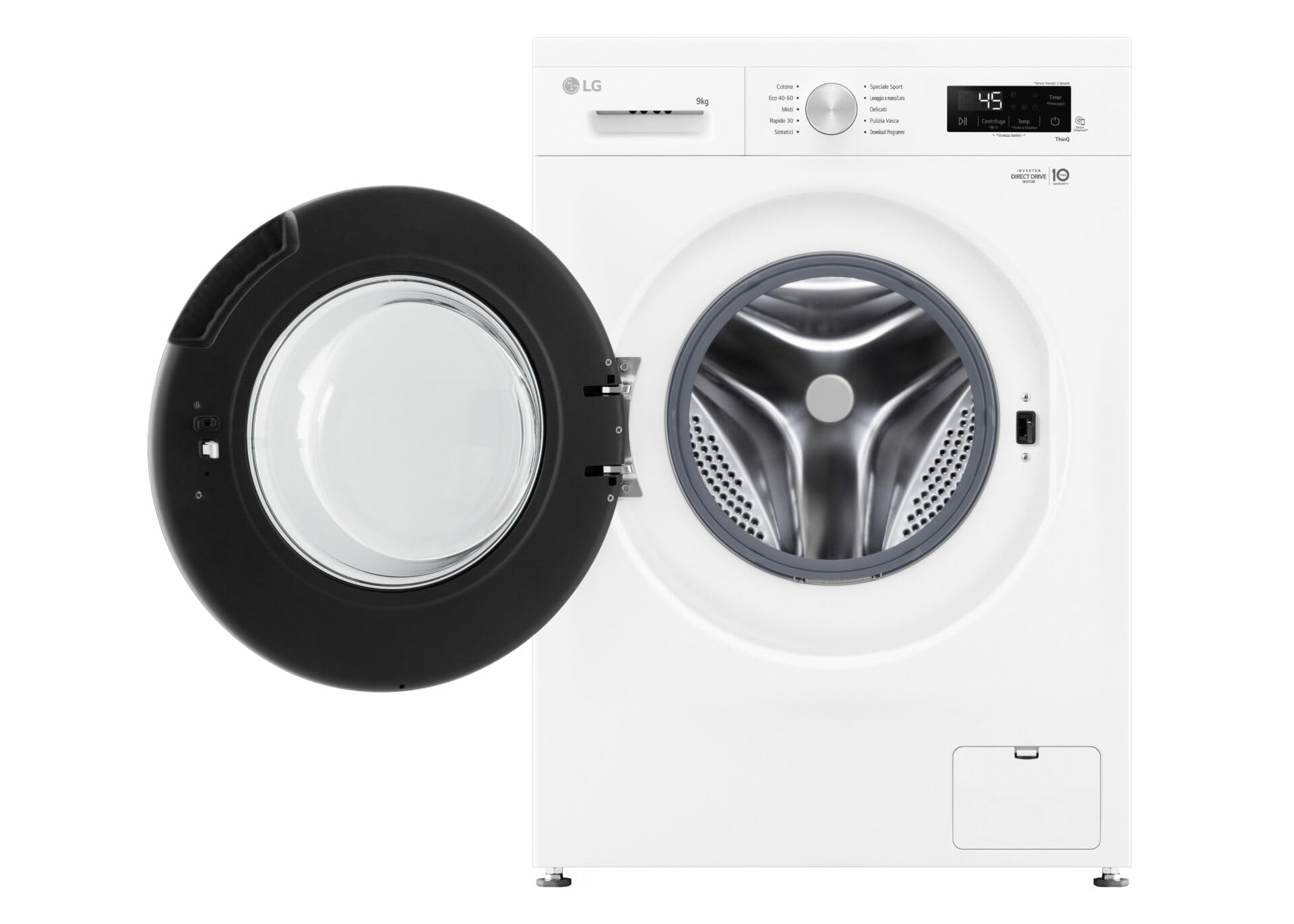 LG F4NX1009NWB Machine à Laver 9kg Chargeur Frontal Série X1, Classe A, 1400 Tours WiFi, 6 Motion Direct Drive, Lavage à vapeur, Allergy Care, Autonome, Essence White