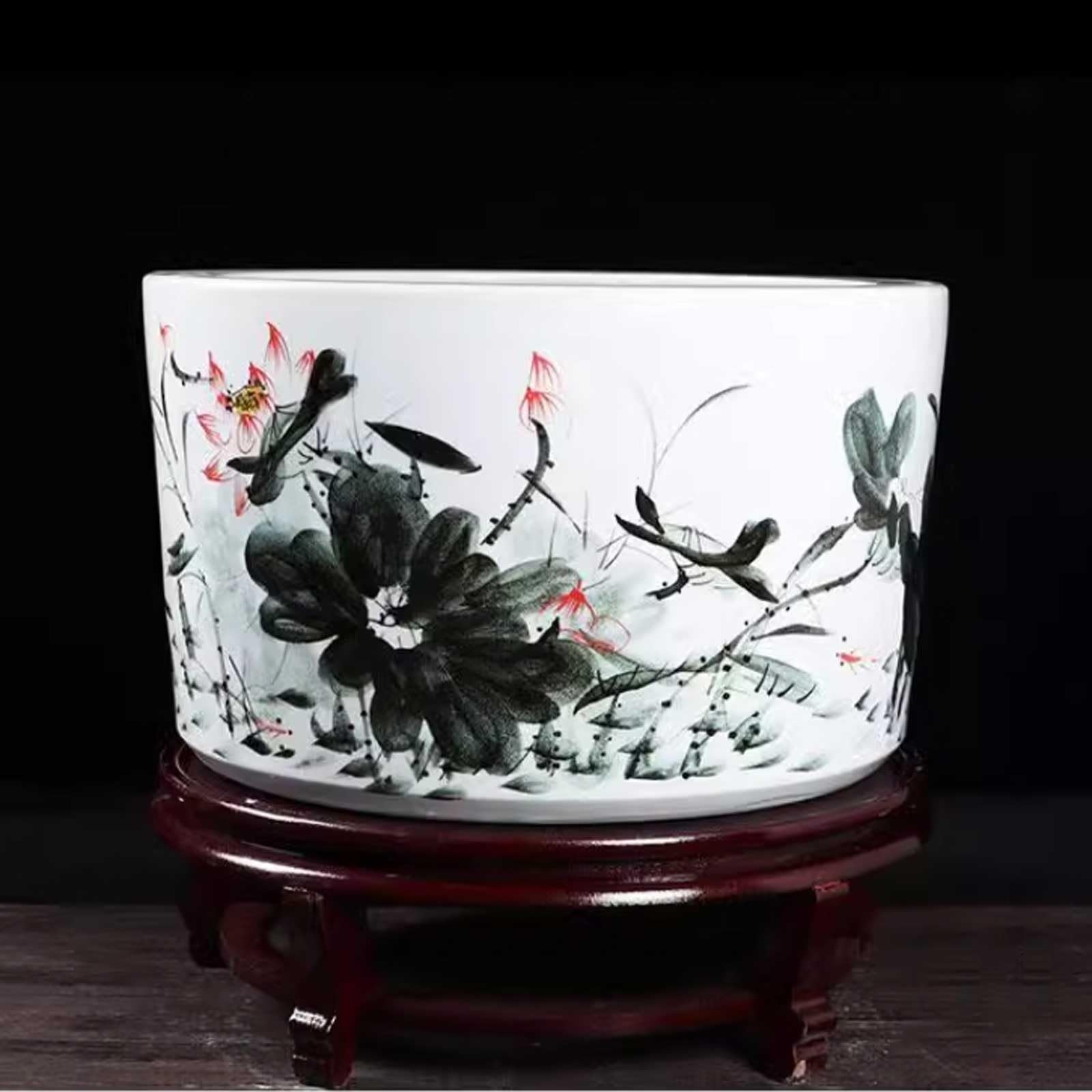 pecera Pecera de cerámica Jingdezhen, Cuenco for Tortugas, decoración for el hogar, Sala de Estar, Escritorio, jardín al Aire Libre, terraza, pecera Decorativa Acuario(42x27cm)