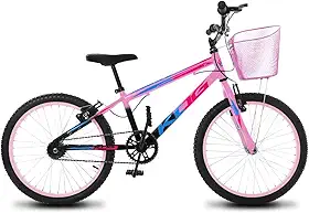 Bike Infantil Feminina Aro 20 Marca KOG – Quadro e Aro em Alumínio, Cestinha Pink, Freios V‑Brake