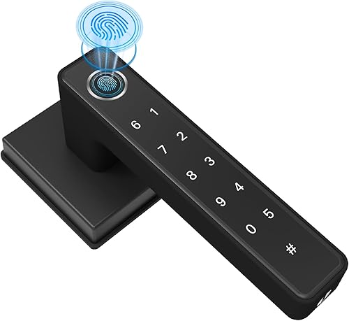 Cerradura de manija de puerta de huellas dactilares, cerradura de puerta de entrada sin llave con teclado de asa, 3 métodos de desbloqueo bloqueo