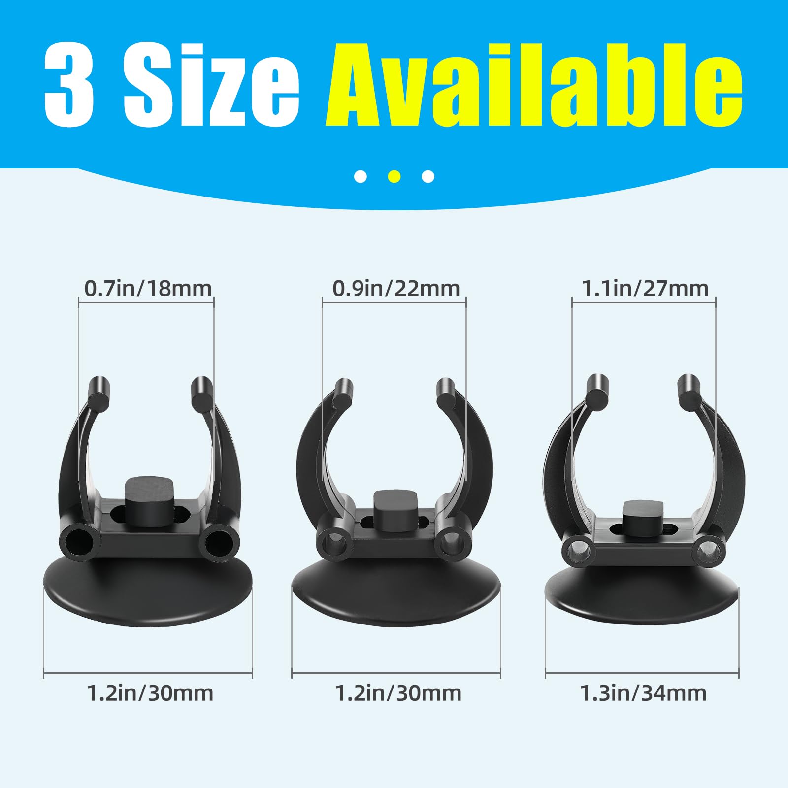 Pack De 12 Ventosas Para Calentador De Acuario – Clips Negros Estándar 0.95 Pulgadas