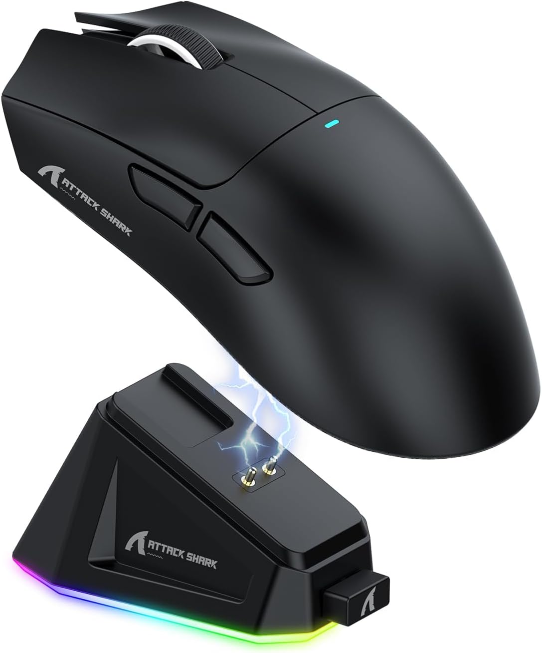MAGIC-REFINER Attack Shark X11 59g Superlight Wireless Gaming Mouse with Magnetic RGB Charging Dock，BT/2.4G Wireless/Wired Mouse, 22000 DPI，5 Programmable Buttons for PC/Laptop/Mac（Black）
