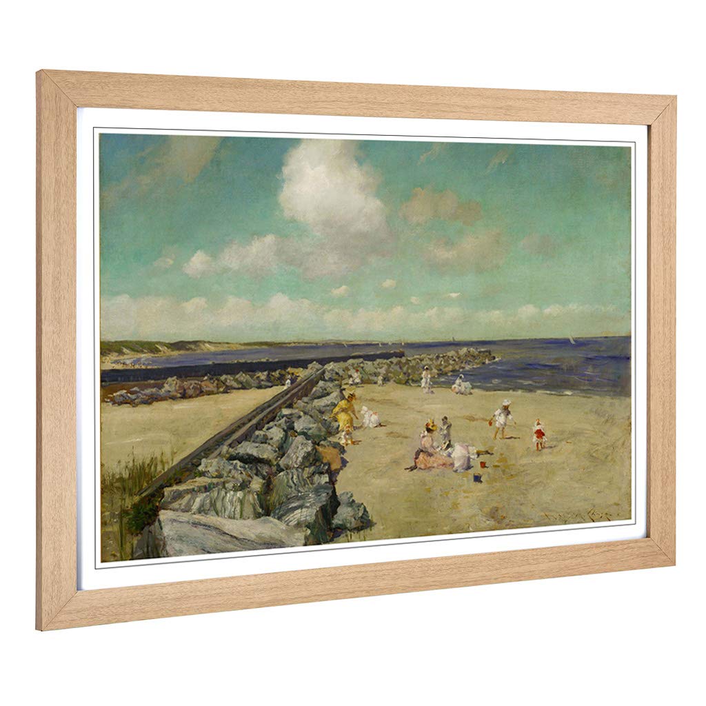 Big Box Art Framed Print of William Merritt Chase Breakwater Shinnecock Design | Wall Art Picture | Home Decor for Kitchen, Living Room, Bedroom, Hallway, Oak, A2 / 24.5x18 Inch / 62x45cm