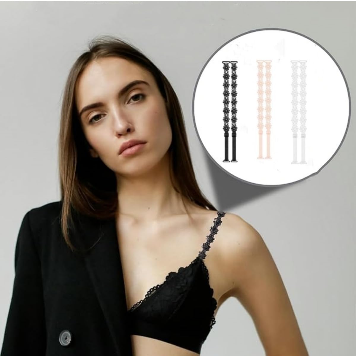COMNICO 2 Paia Di Cinghie Per Reggiseno, 36 Cm, In Pizzo, Con Fiori E