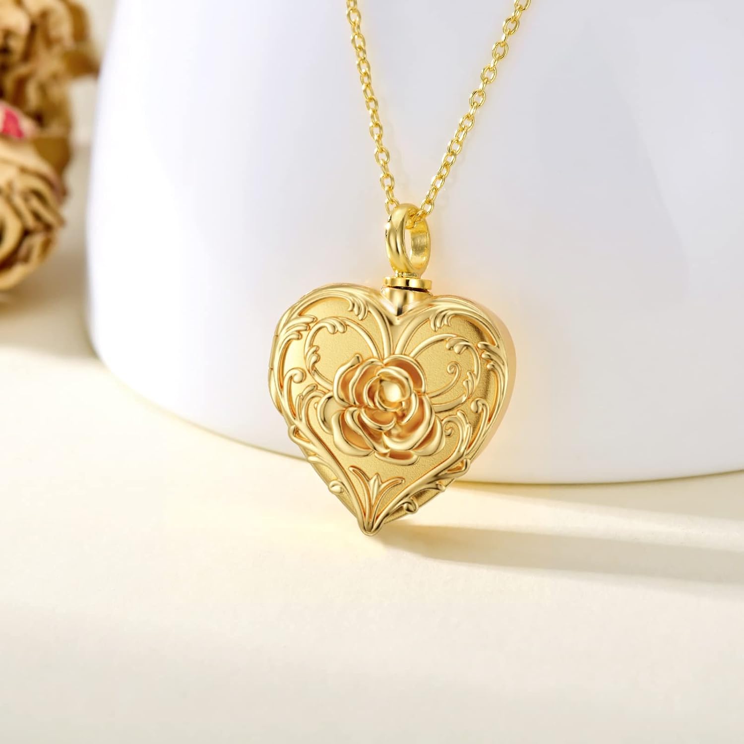 SOULMEET Flower Cremation Jewelry for Ashes, Silver/Gold Sunflower/Butterfly Urn Necklace for Ashes, Cherish Memories Cremation Locket Jewelry