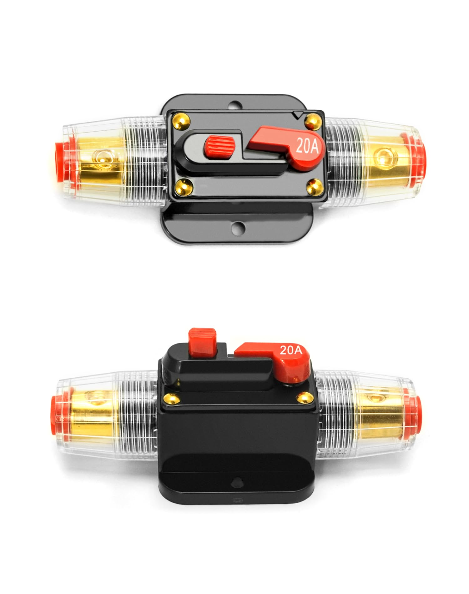 QWORK® 2 kawałki Uchwyt bezpiecznika 20A Reset ręczny, ochrona samochodu Reset wyłącznik zasilania z ręcznym resetem do ochrony samochodu przełącznik stereo