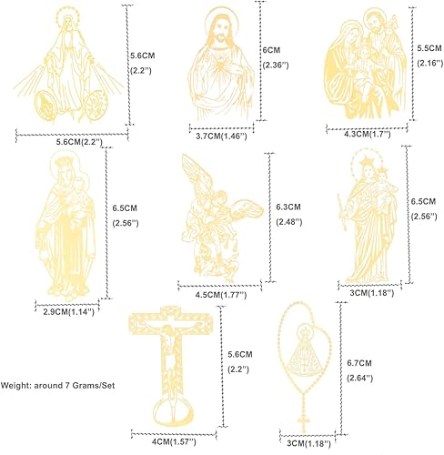Miniatura 5 de Medalla milagrosa/Nuestra Señora de N. SRA. Aparecida/San Miguel/Sagrado Corazón de Jesús/Crucifijo Cruz Religiosa Católica Icono Pegatinas de Metal