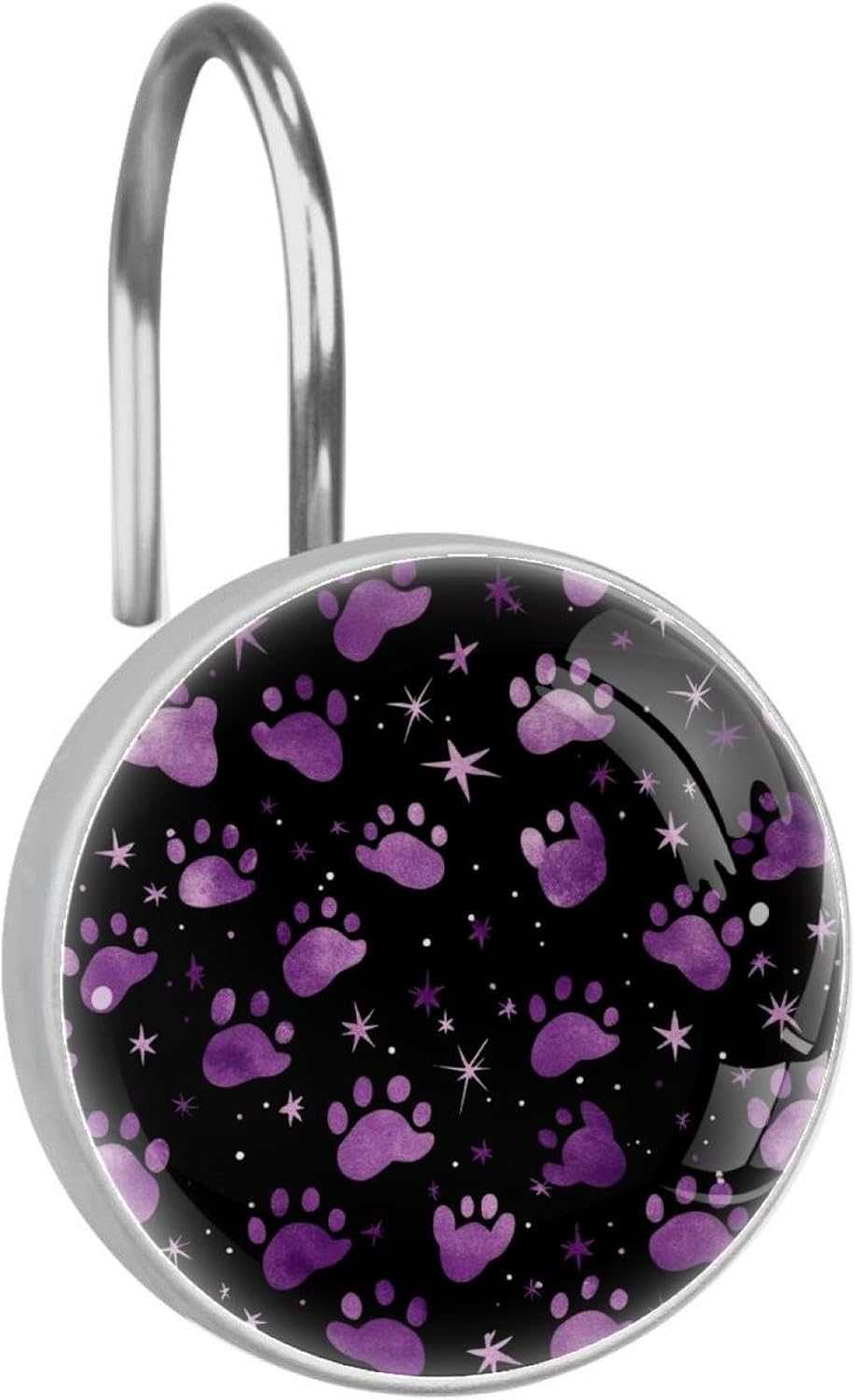 12pcs Purple Dogs Paw Shower Curtain Hooks, Rustproof Decorative Shower Curtain Hanger Rings Roller, Stainless Steel Round Shower Rings Hangers for Bathroom