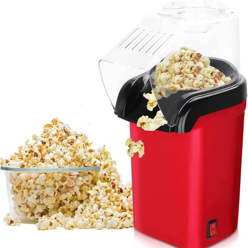 DRUMSTONE Pop Maker: Quick & Easy Popcorn Machine, Compact Design, Oil-Free Hot Air Technology for Healthy Snacks - Perfect for Home Movie Nights